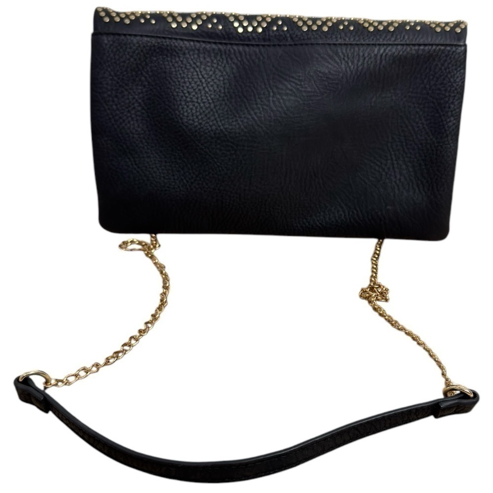 Madison West Stud Accent Fold-Over Clutch Crossbody Black with Gold Hardware - Picture 3 of 7